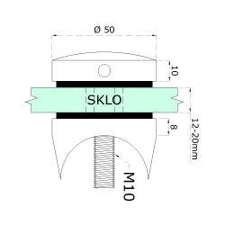 Svorka bodová na sklo 12 - 20 mm, brúsená AISI 304 Svorka bodová na sklo 12 - 20 mm, brúsená AISI 304
